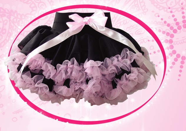 Black with Baby Pink Trim Pettiskirt by Posh