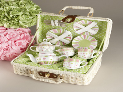 Tea Set and Basket