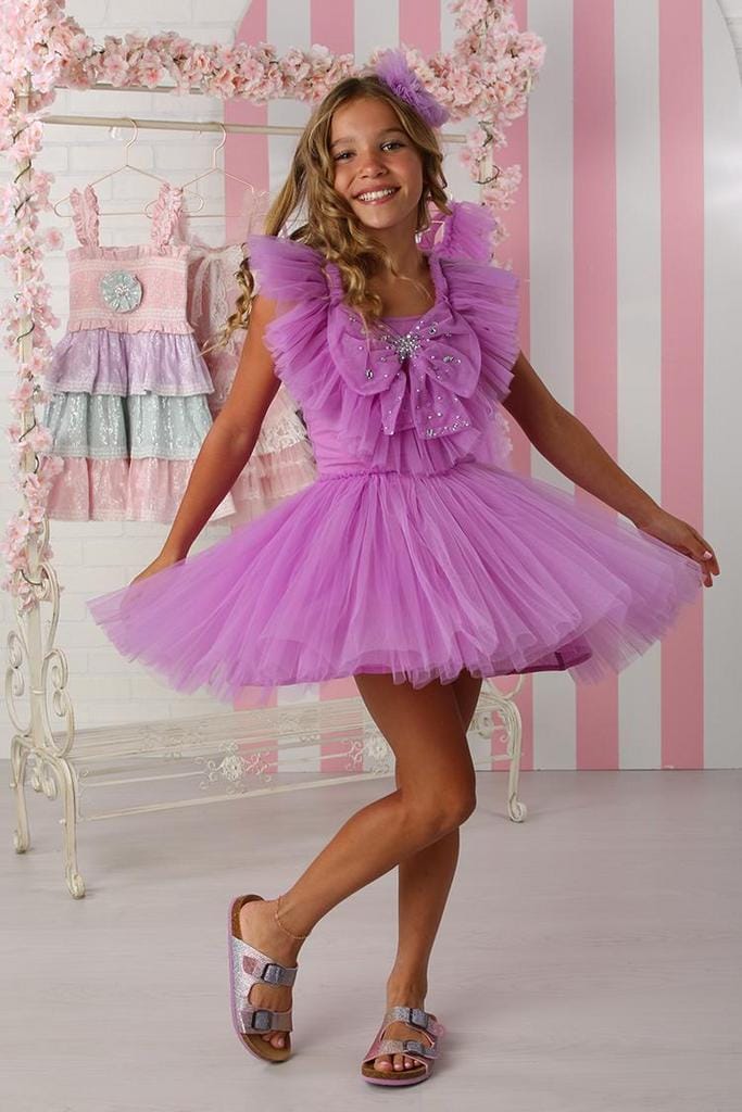 Orchid Sparkle Dress with Bow