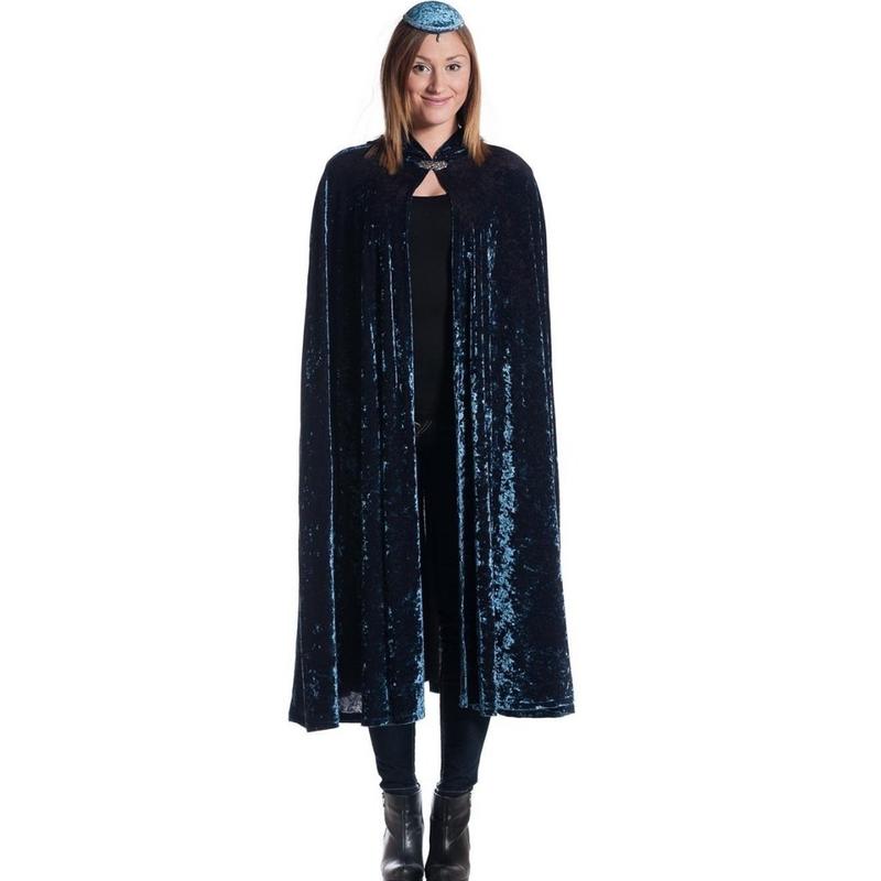 Mystic Blue Velvet Adult Cloak with Clasp