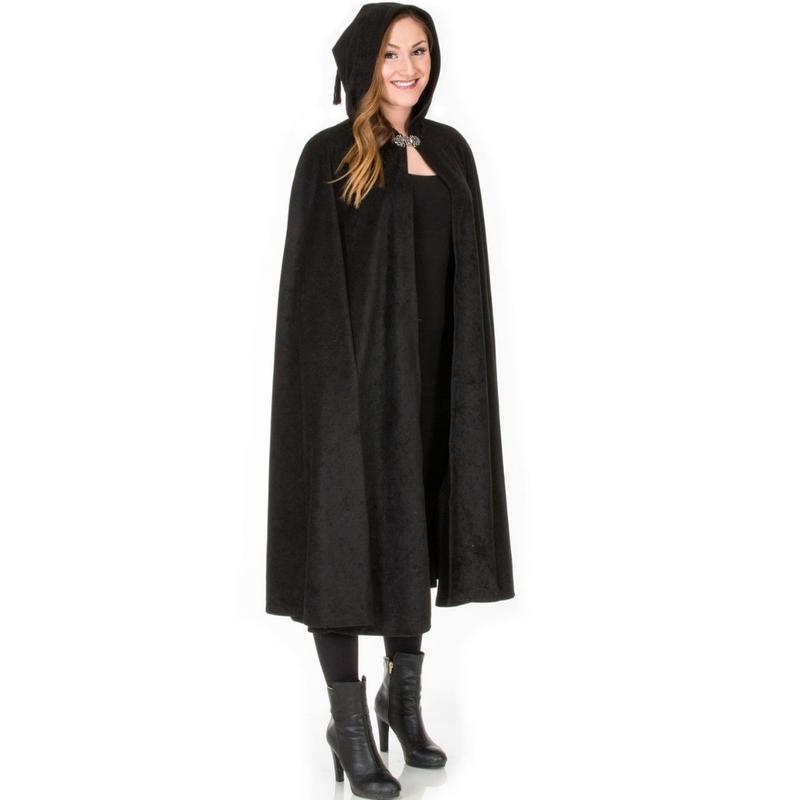 Adult Cloak in Black Suede Cloth with Clasp