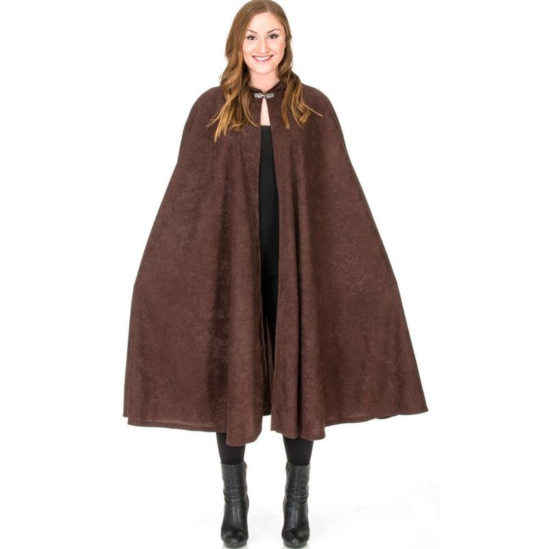 Adult Cloak in Chocolate Suede Cloth with Clasp