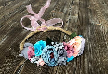Floral Crown Garland in Blue and Rose