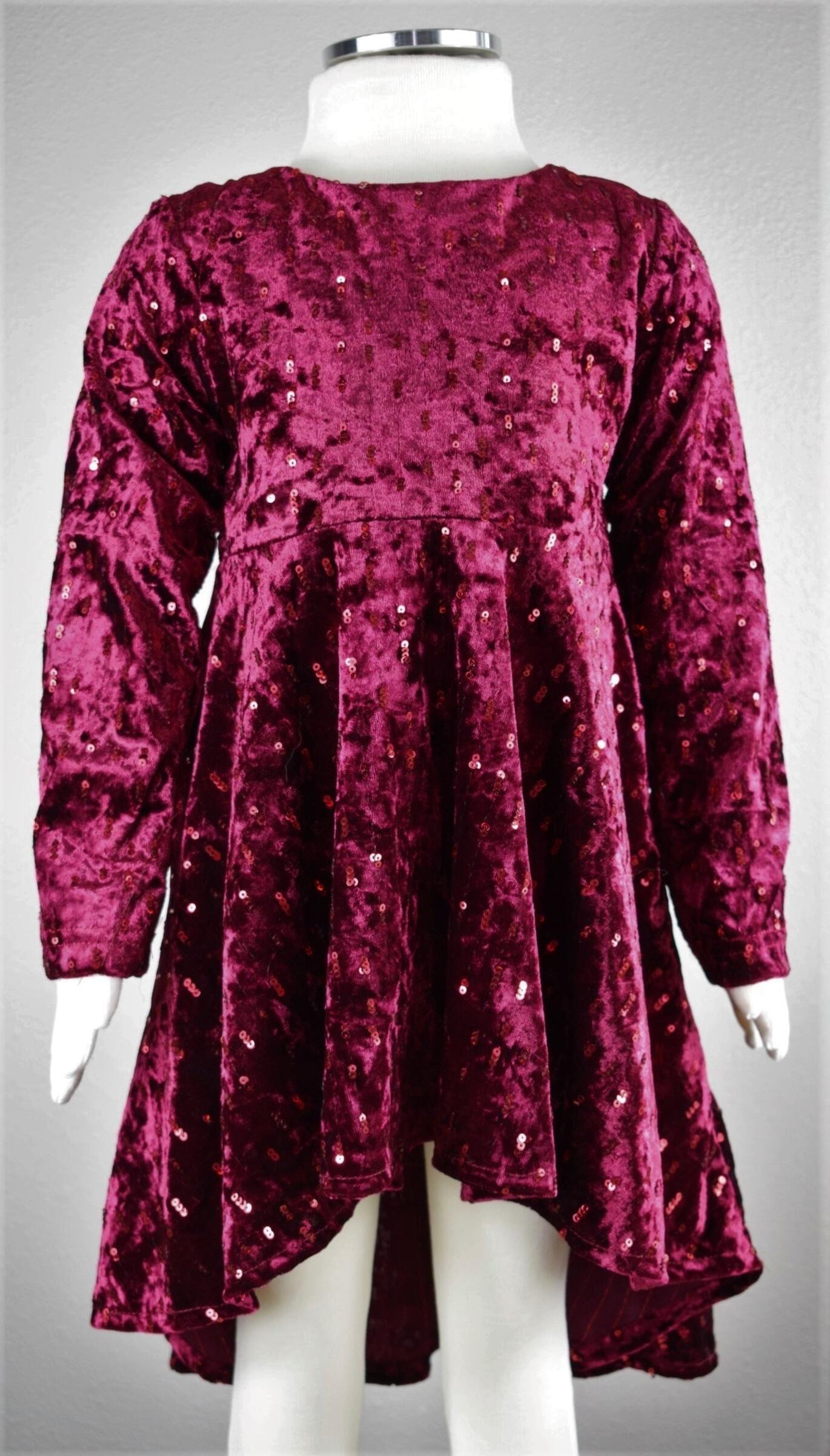 Burgundy Velvet Scarf Dress with Sparkle