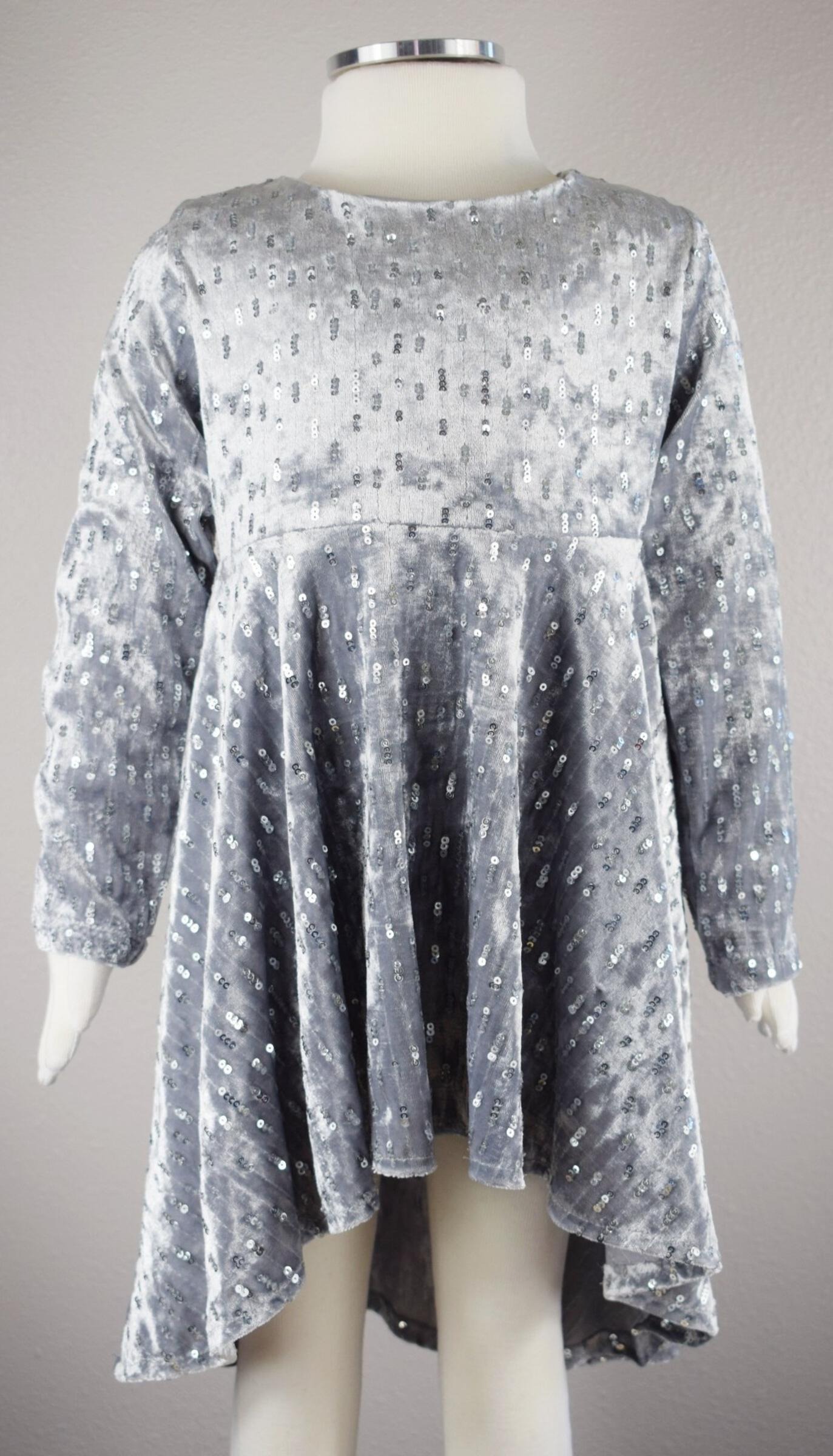 Silver Velvet Scarf Dress with Sparkle