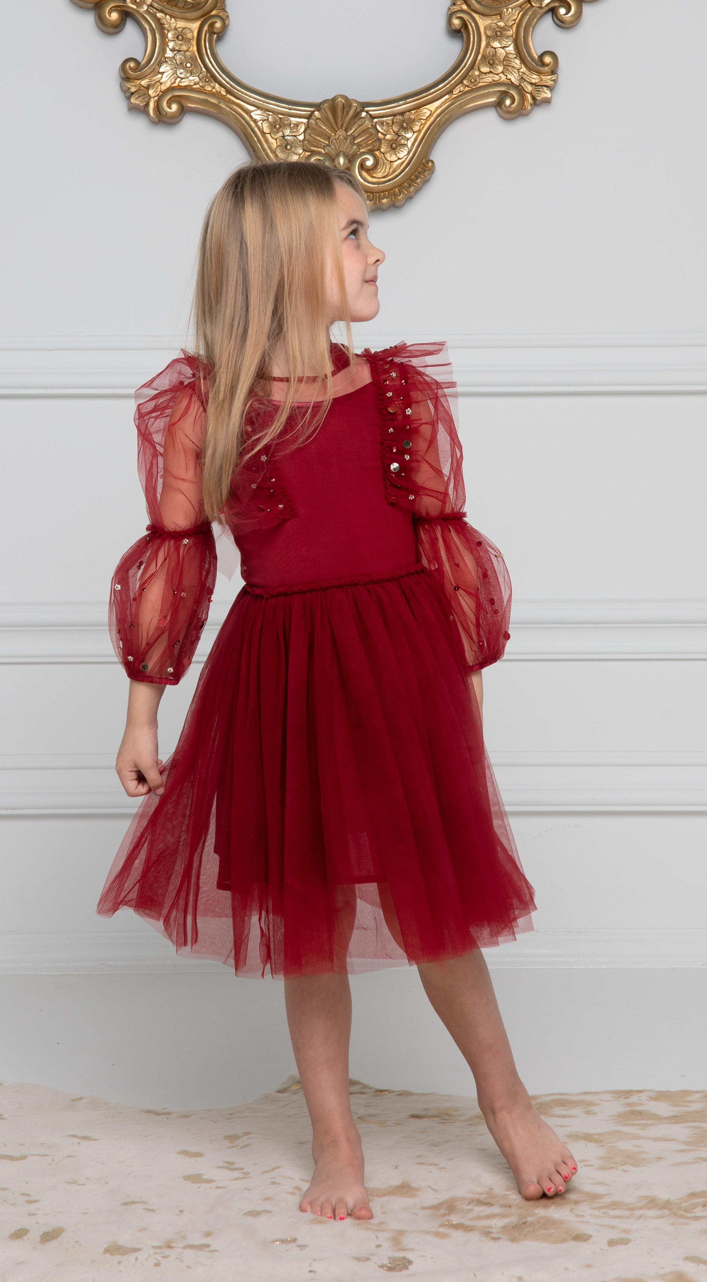 Scarlet Princess with Tulle Sleeves