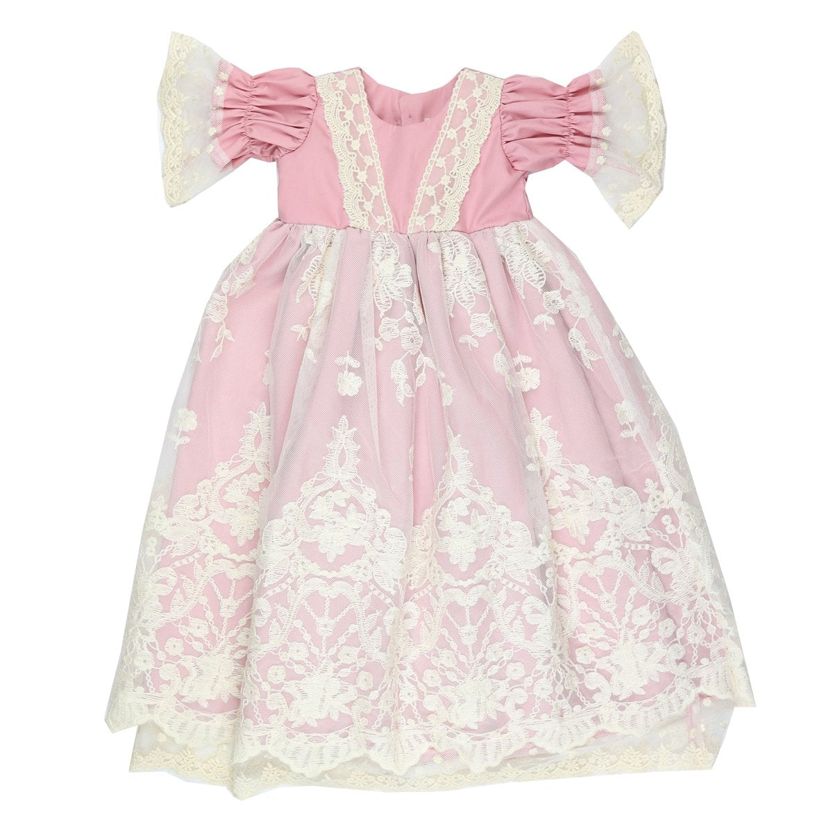 Rose and Ivory Lace Infant Gown