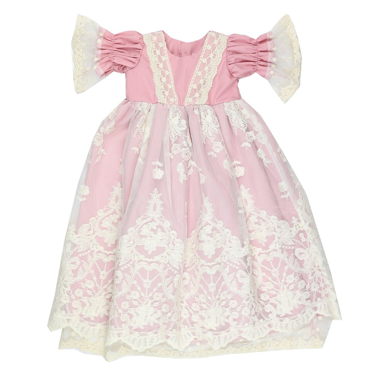 Rose and Ivory Lace Infant Dress