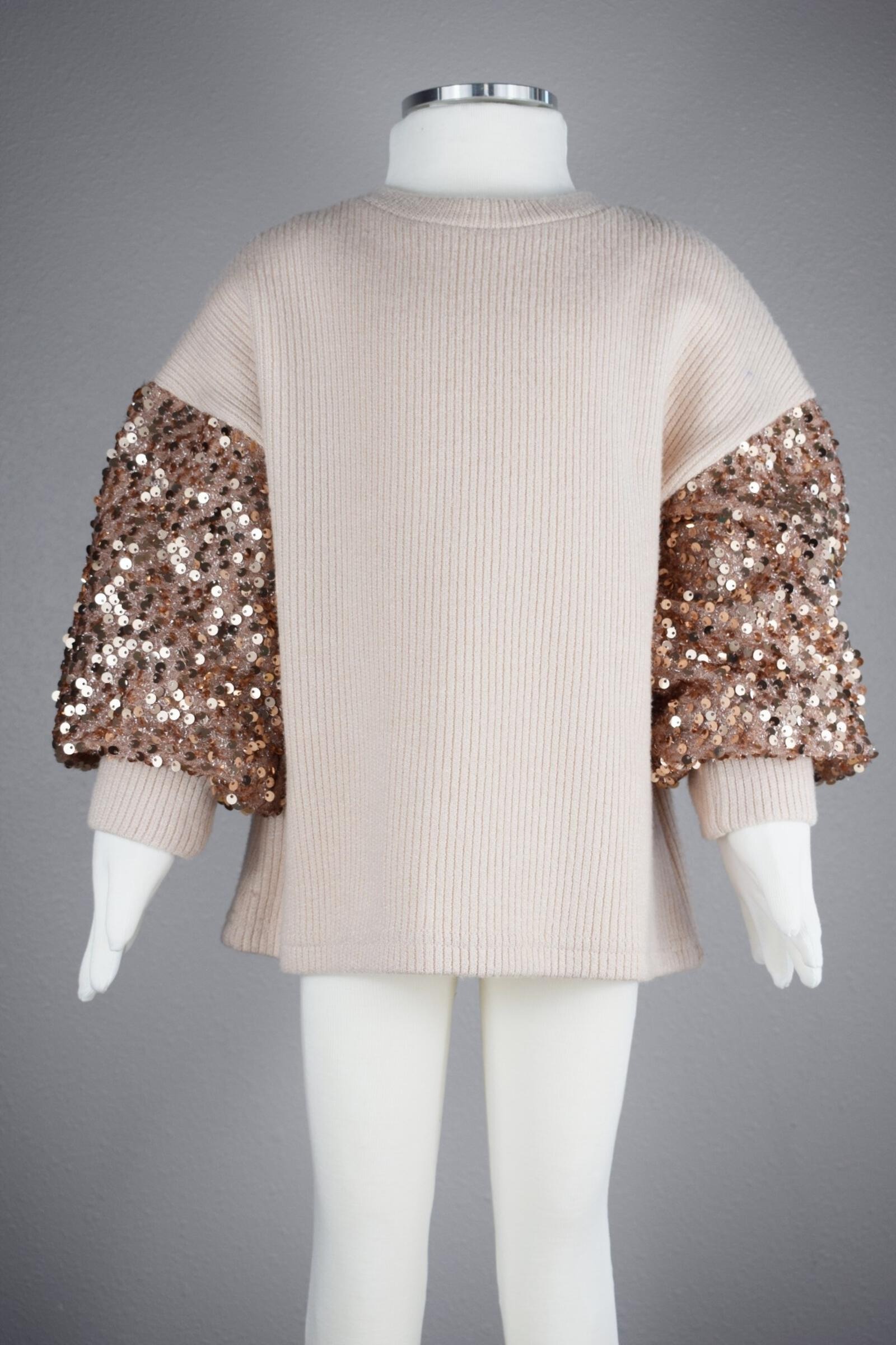 Rose Gold top with Sequin Sleeves