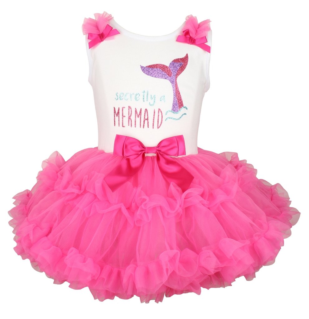 Hot Pink Secretly A Mermaid Onesie Tutu Dress