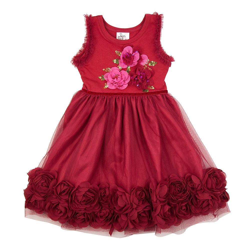 Crimson and Pink Flower Petal Dress