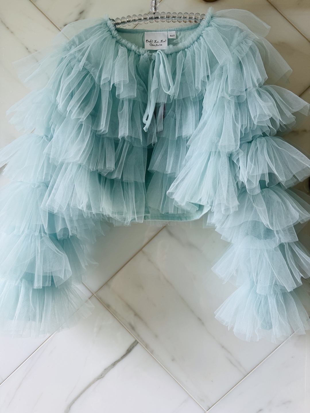 Aqua Tiered Ruffle Jacket